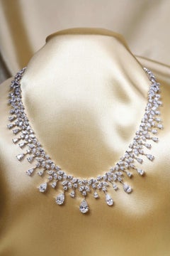 Designer Nikabell 18K Gold Necklace with 25ct Mixed Shape Diamonds