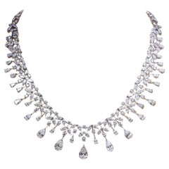 Certified 25.00 Carats Mixed Shape Diamonds 18K Gold Necklace