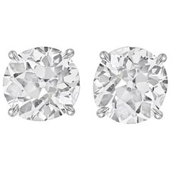 Certified 2.53 Carat Ideal Cut Old Mine Diamond Stud Earrings