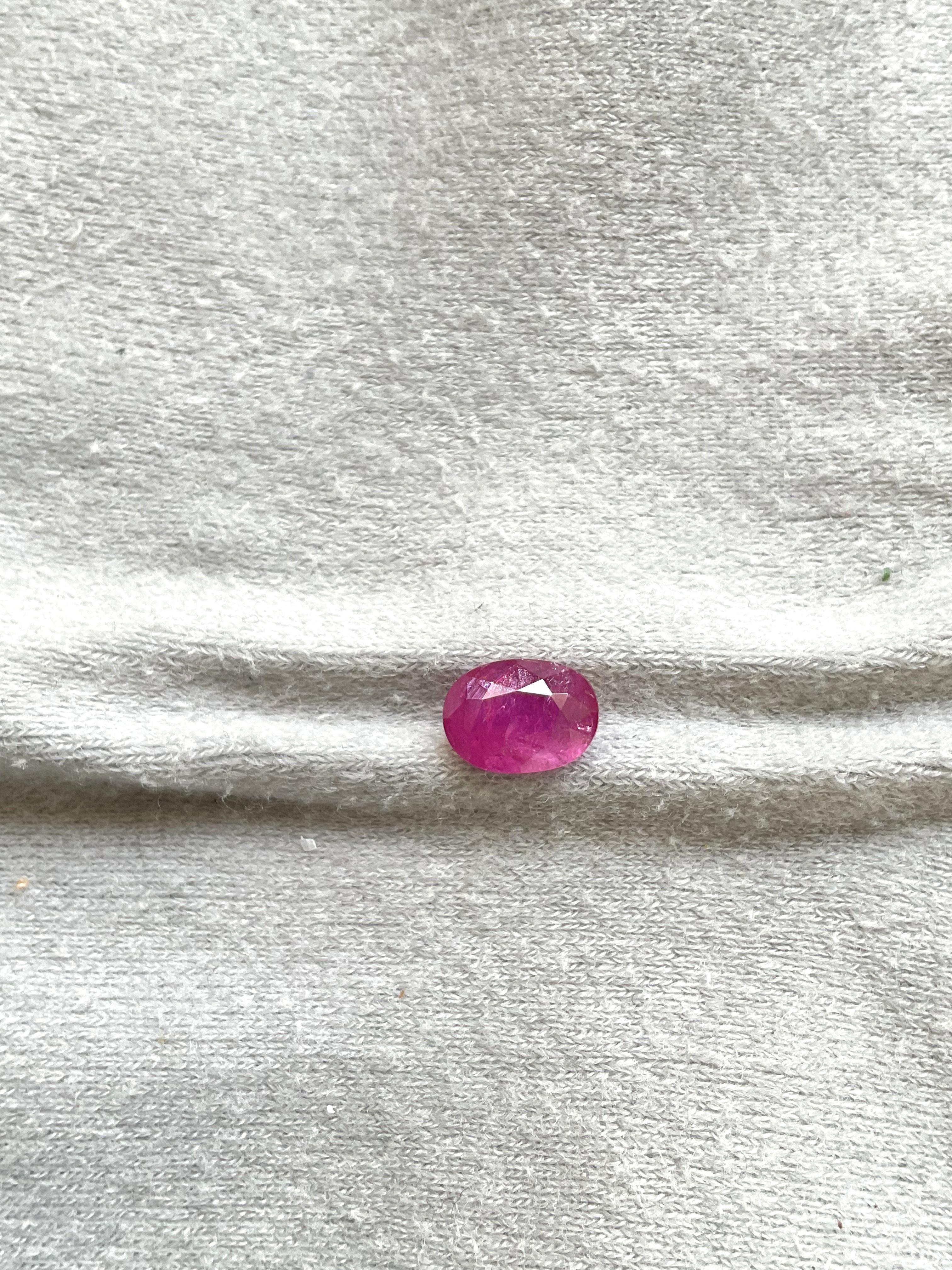 Art Deco Certified 2.53 Carats Mozambique Ruby Oval Faceted Cut stone No Heat Natural Gem