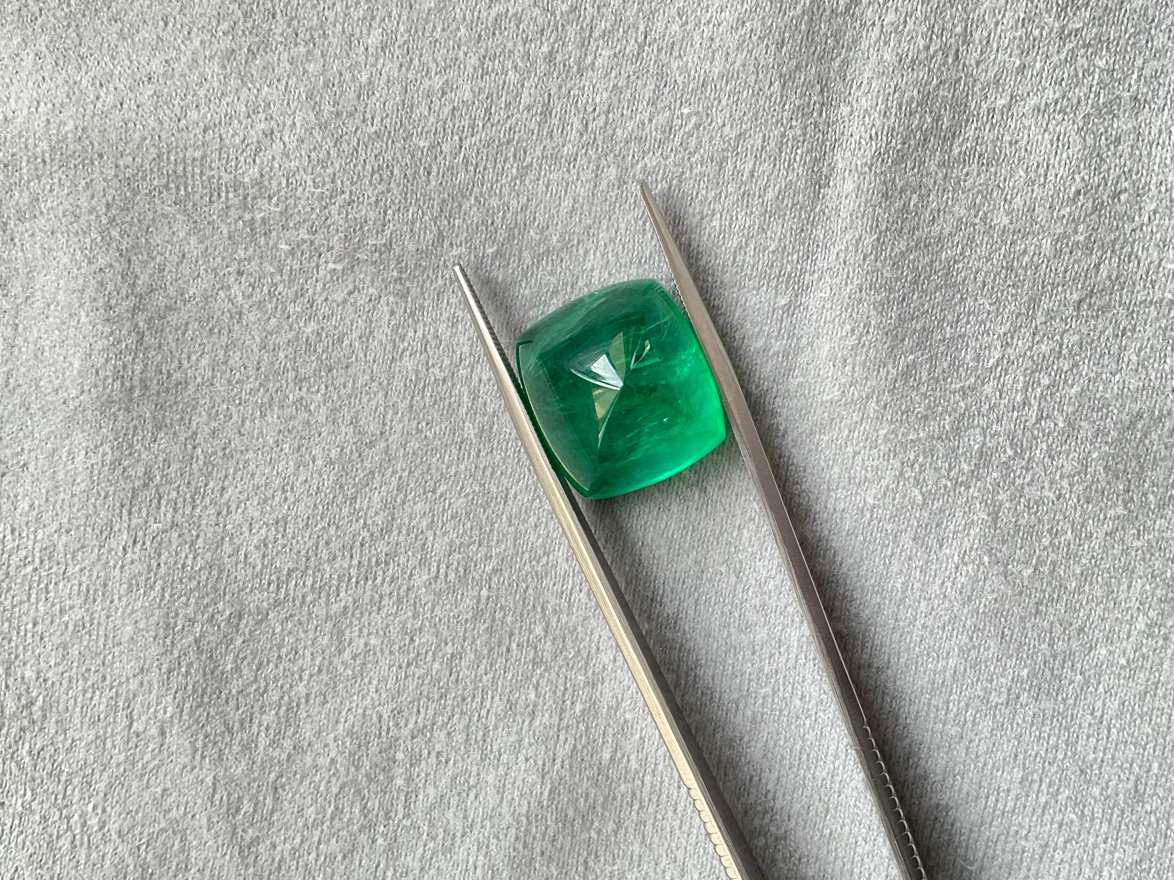 Certified 25.38 Cts Zambian Emerald Sugarloaf Cabochon Top Quality Natural Gem For Sale 5
