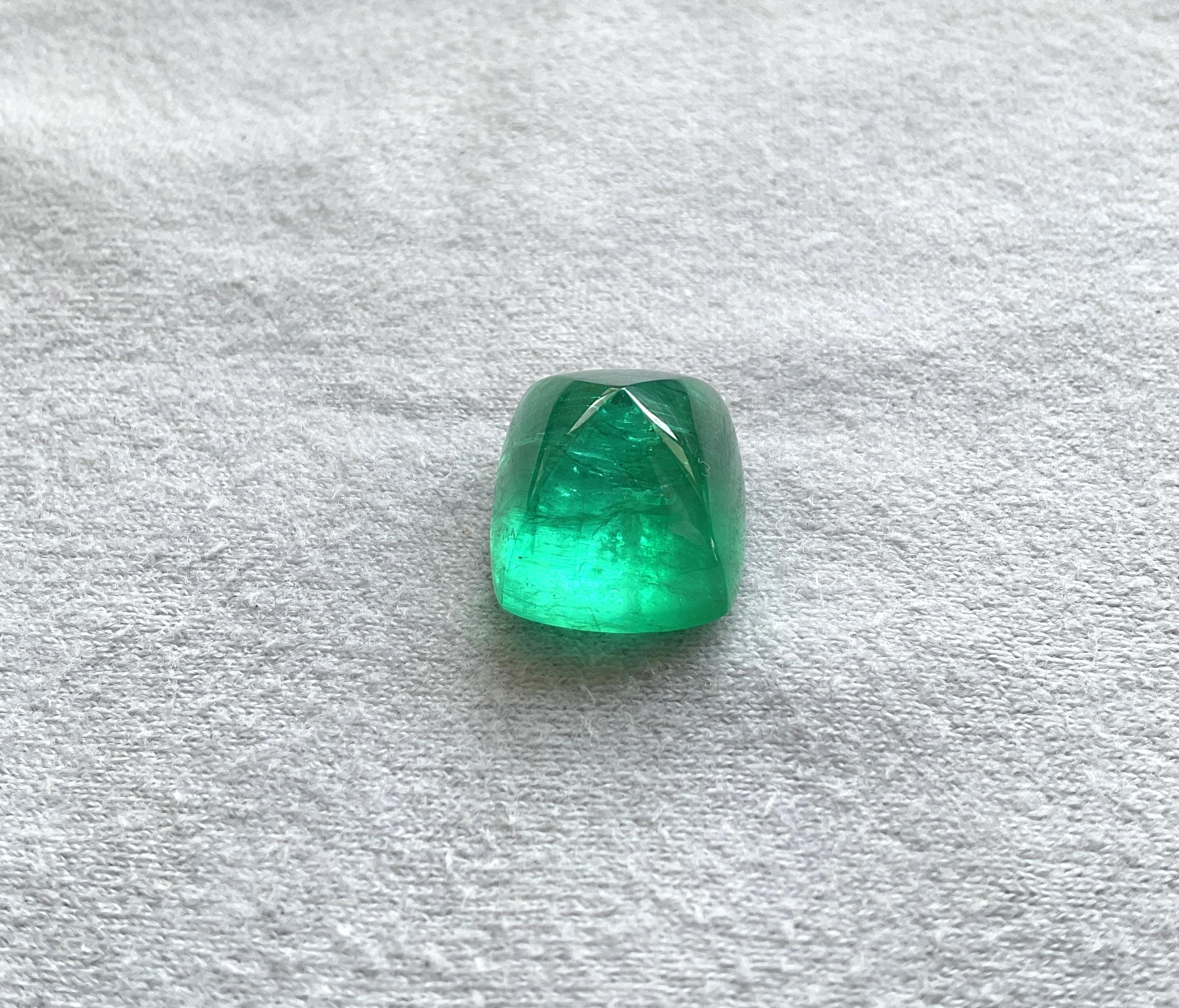 Art Deco Certified 25.38 Cts Zambian Emerald Sugarloaf Cabochon Top Quality Natural Gem For Sale