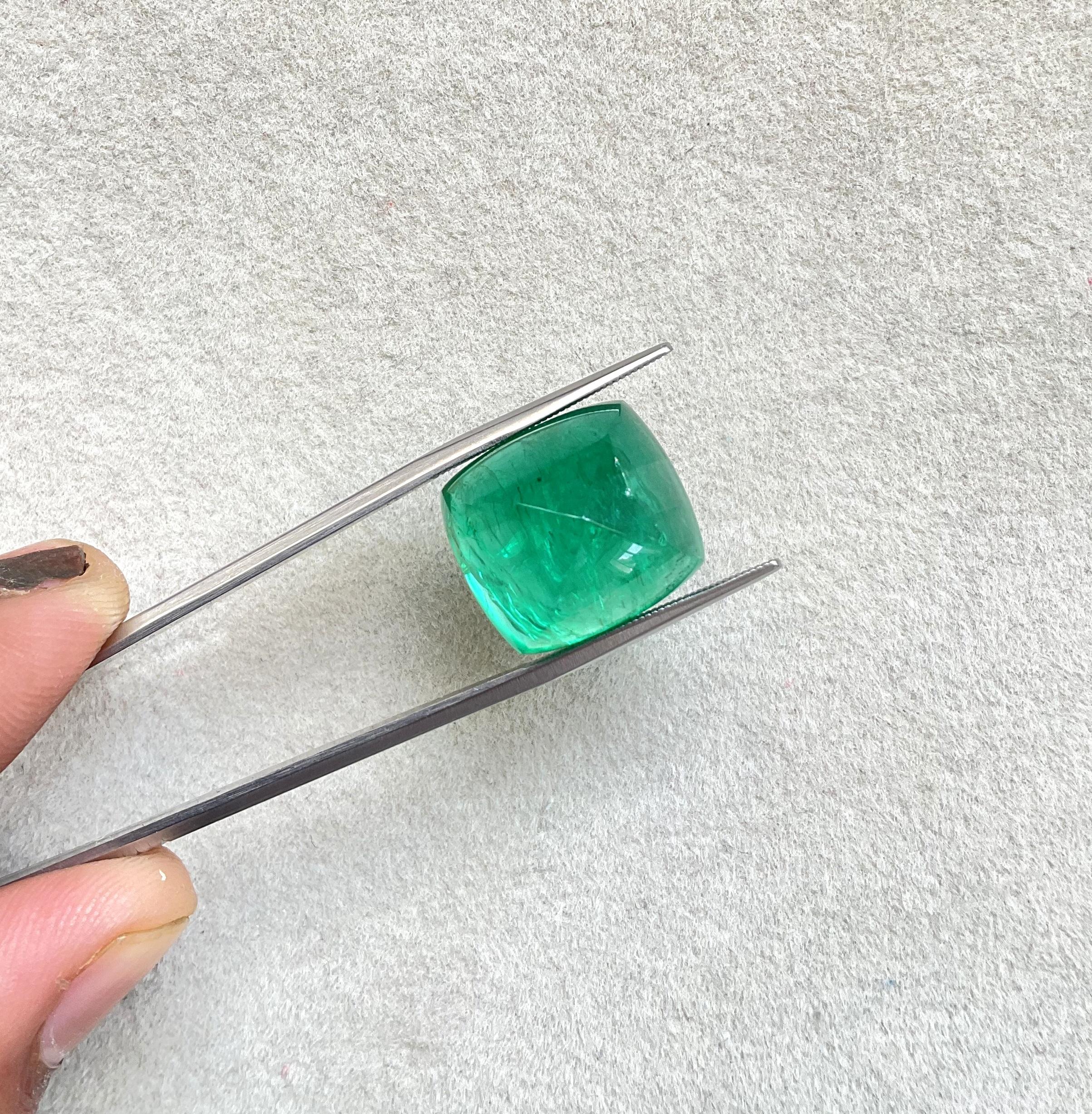 Certified 25.38 Cts Zambian Emerald Sugarloaf Cabochon Top Quality Natural Gem For Sale 4