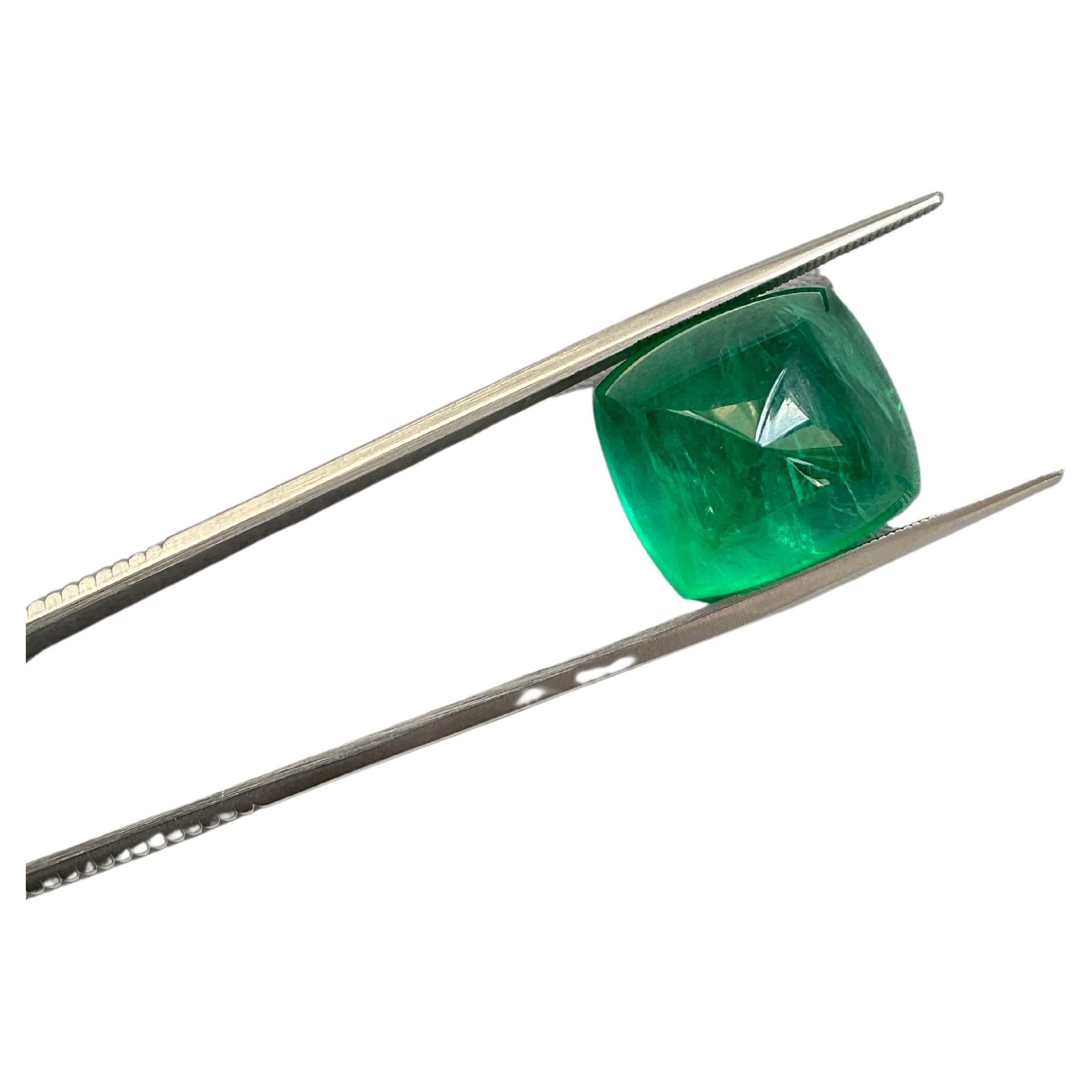 Certified 25.38 Cts Zambian Emerald Sugarloaf Cabochon Top Quality Natural Gem For Sale