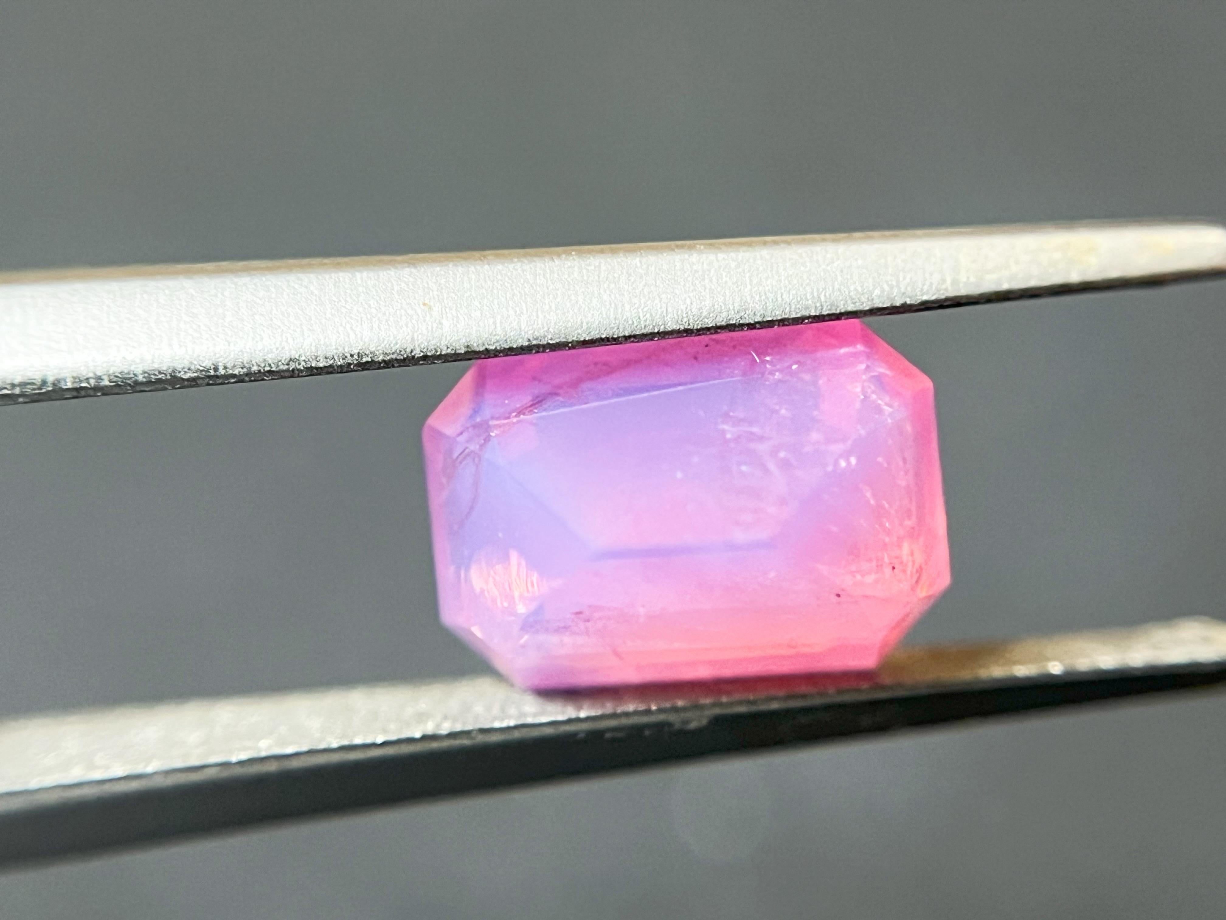 Certified 2.55 Carat Natural Velvety Neon Pink Octagon Mahenge For Sale 4