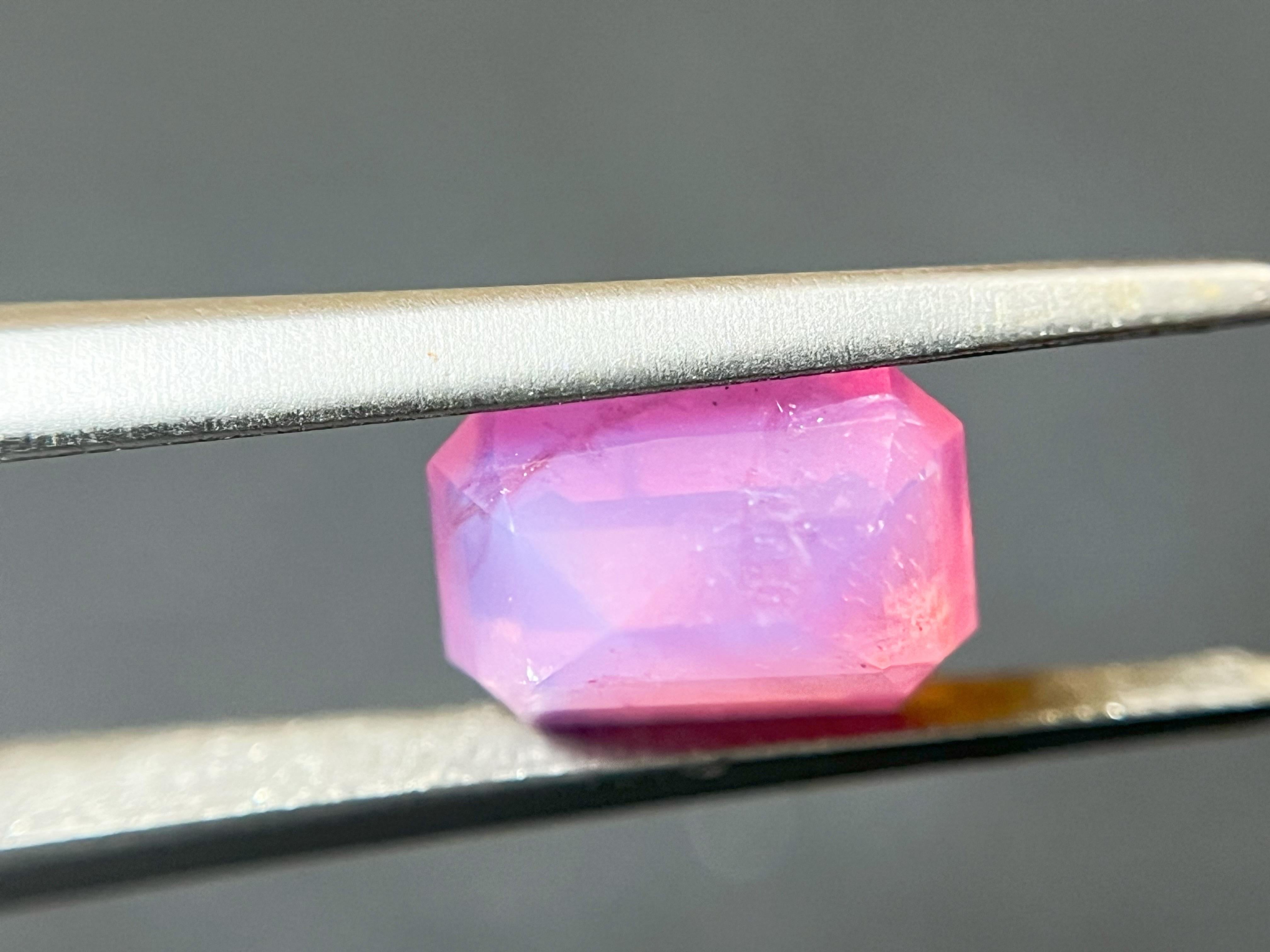 Certified 2.55 Carat Natural Velvety Neon Pink Octagon Mahenge For Sale 5