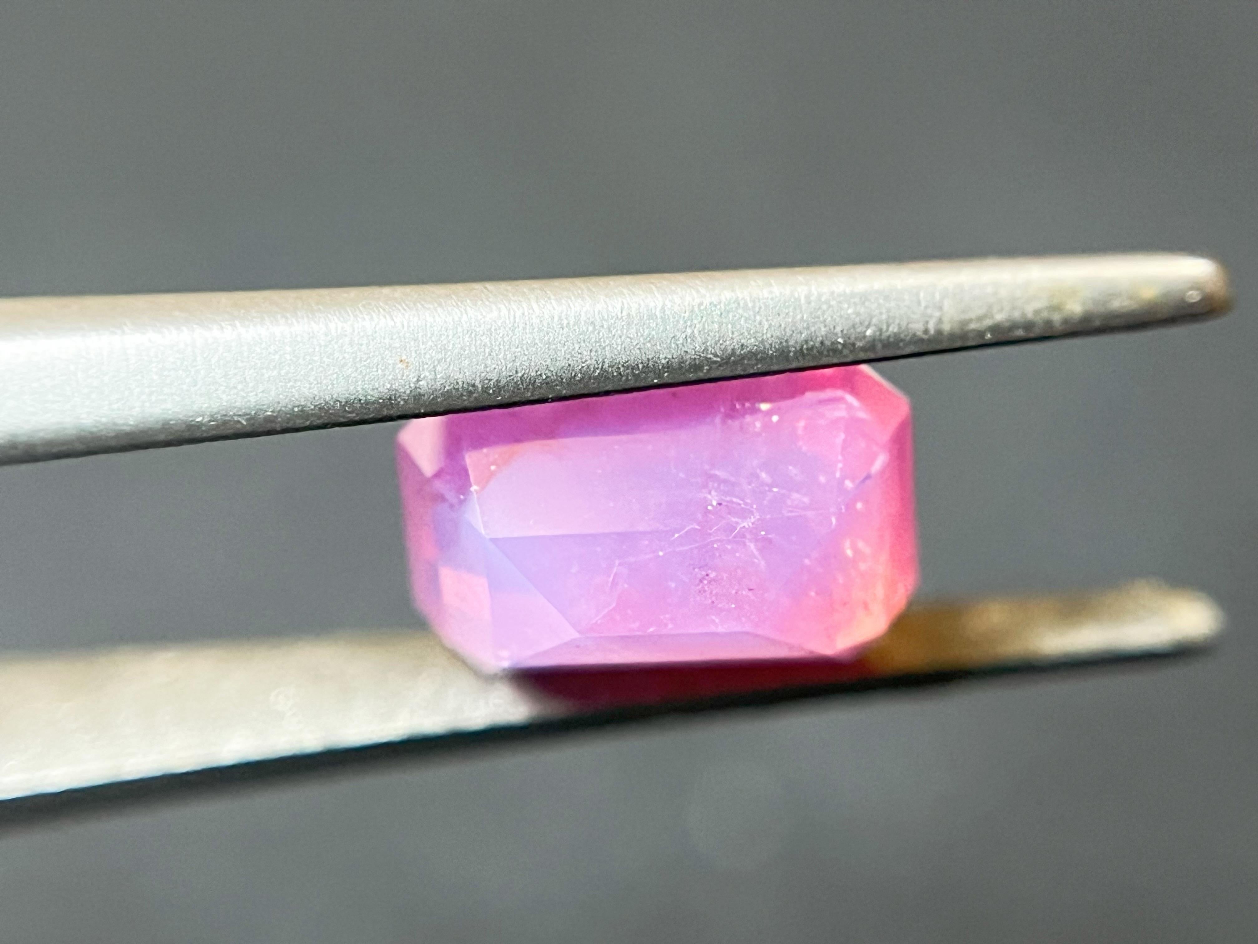 Certified 2.55 Carat Natural Velvety Neon Pink Octagon Mahenge For Sale 6