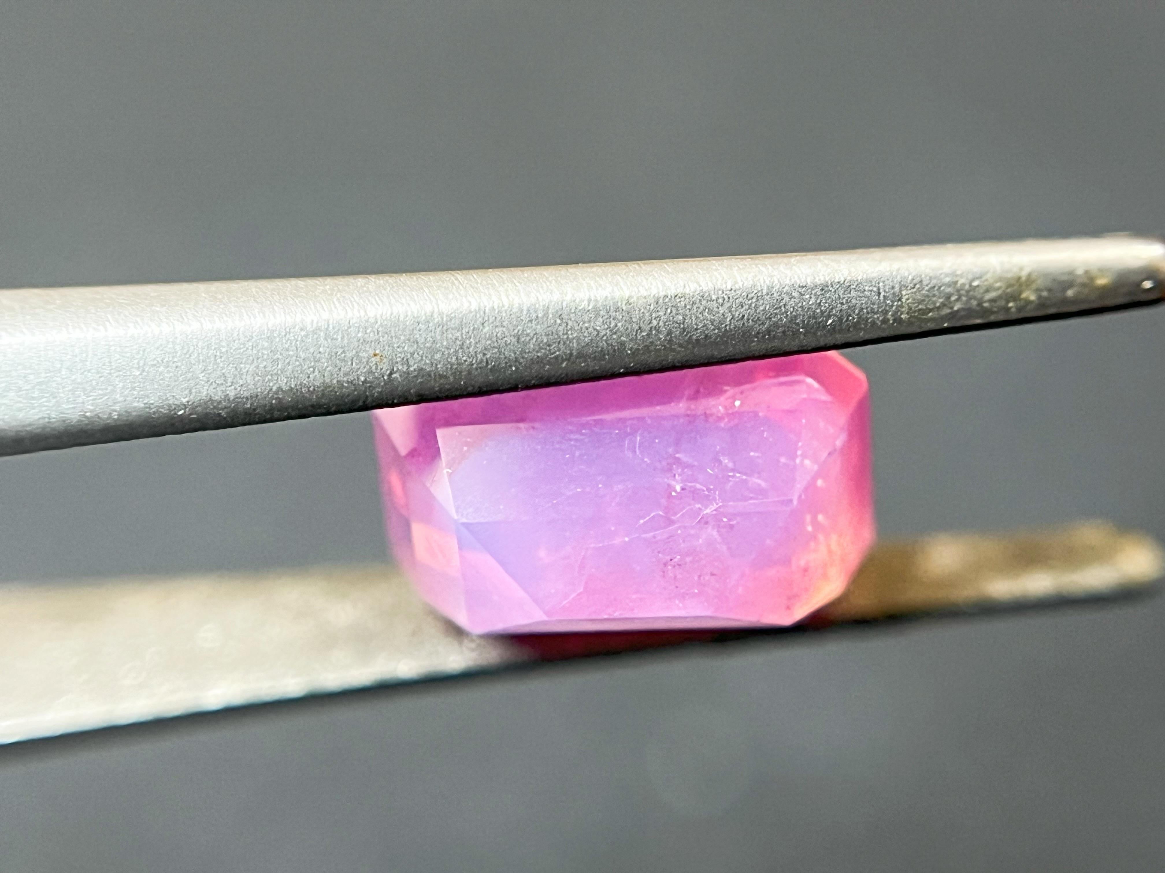 Certified 2.55 Carat Natural Velvety Neon Pink Octagon Mahenge For Sale 7