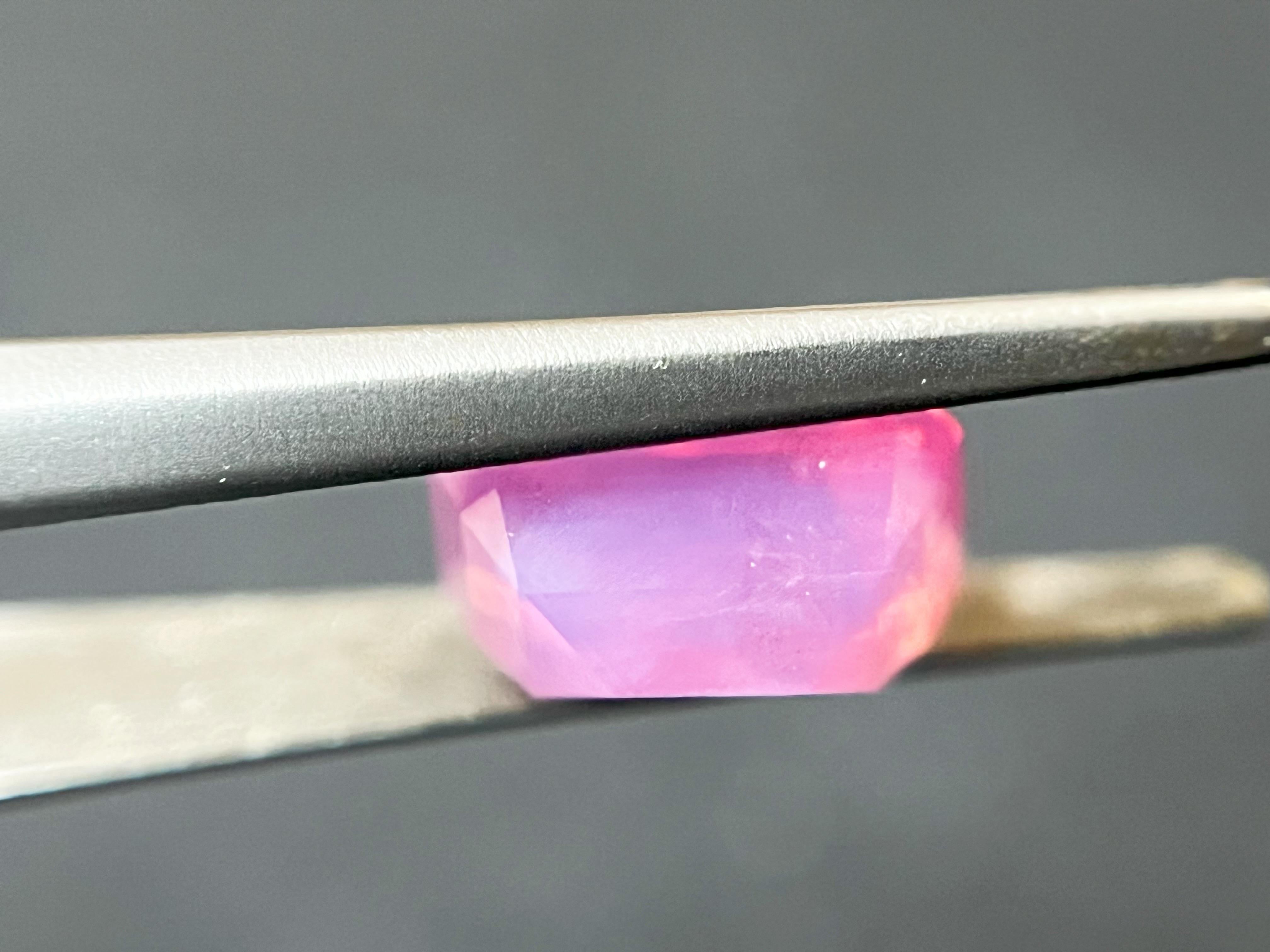 Certified 2.55 Carat Natural Velvety Neon Pink Octagon Mahenge For Sale 8