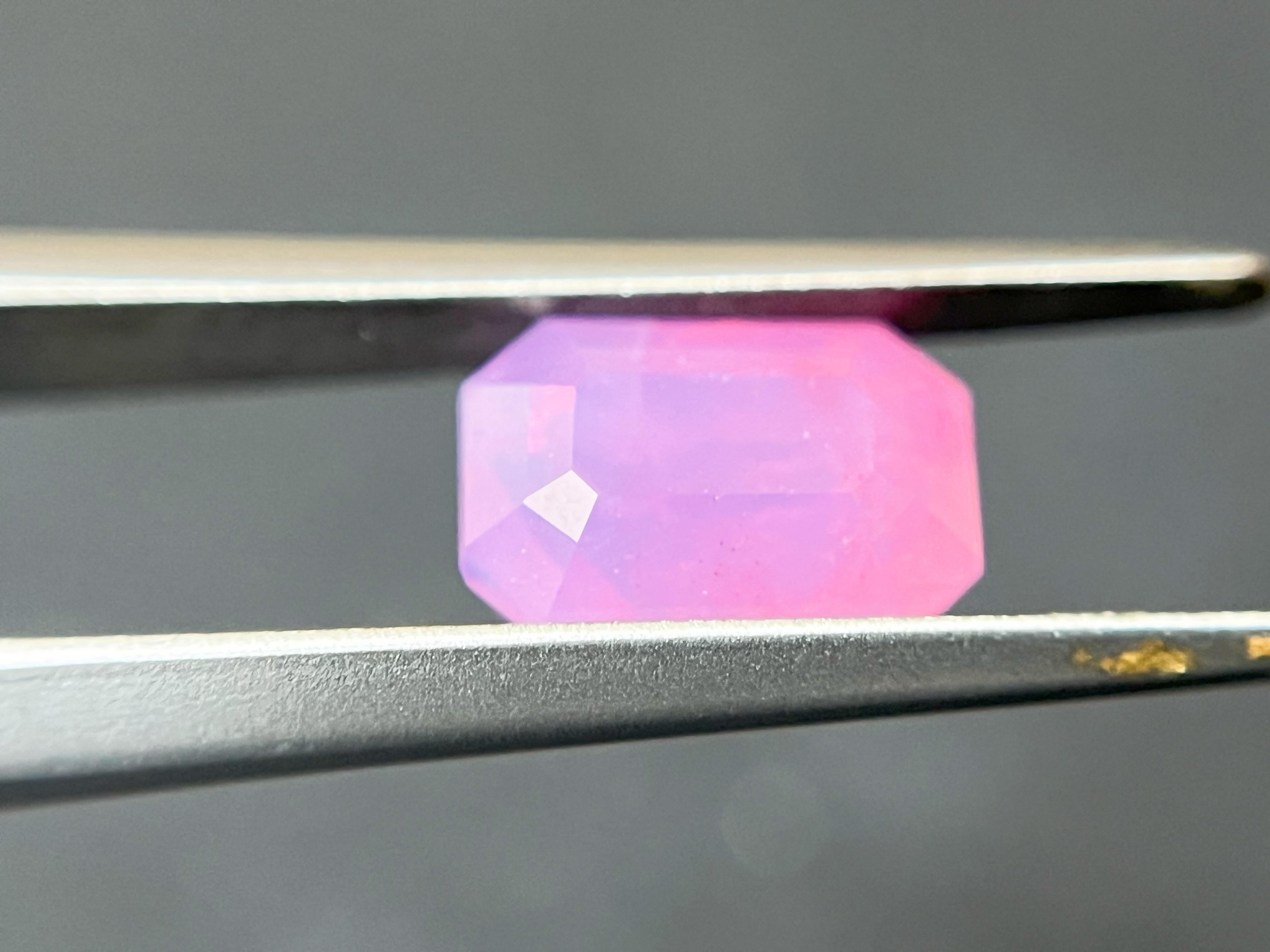 Certified 2.55 Carat Natural Velvety Neon Pink Octagon Mahenge For Sale 10