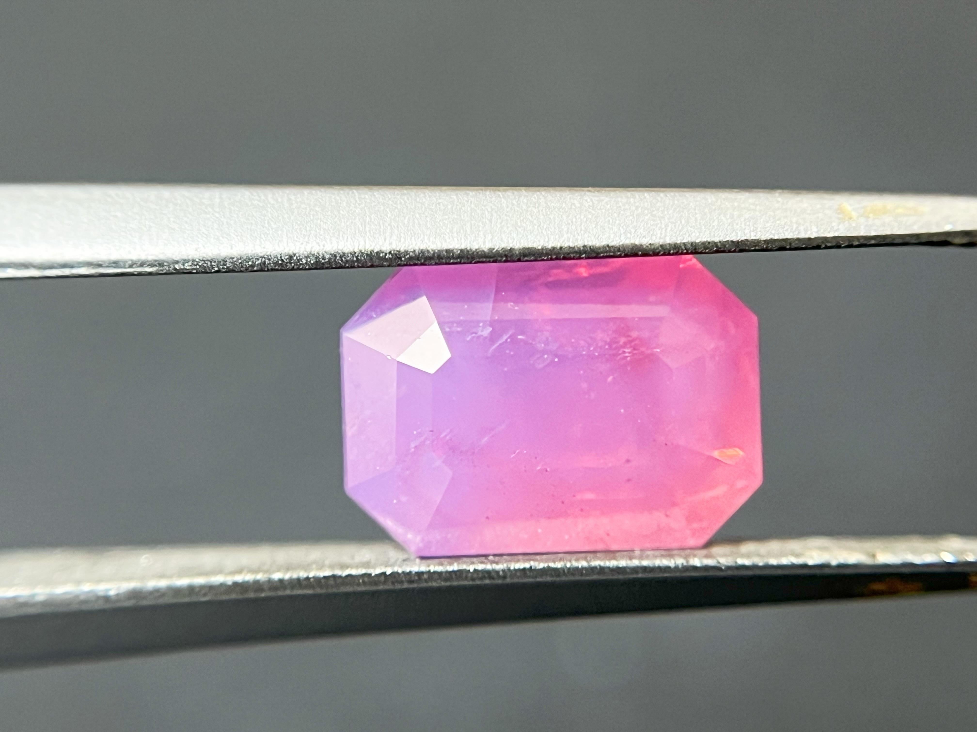 Certified 2.55 Carat Natural Velvety Neon Pink Octagon Mahenge For Sale 12