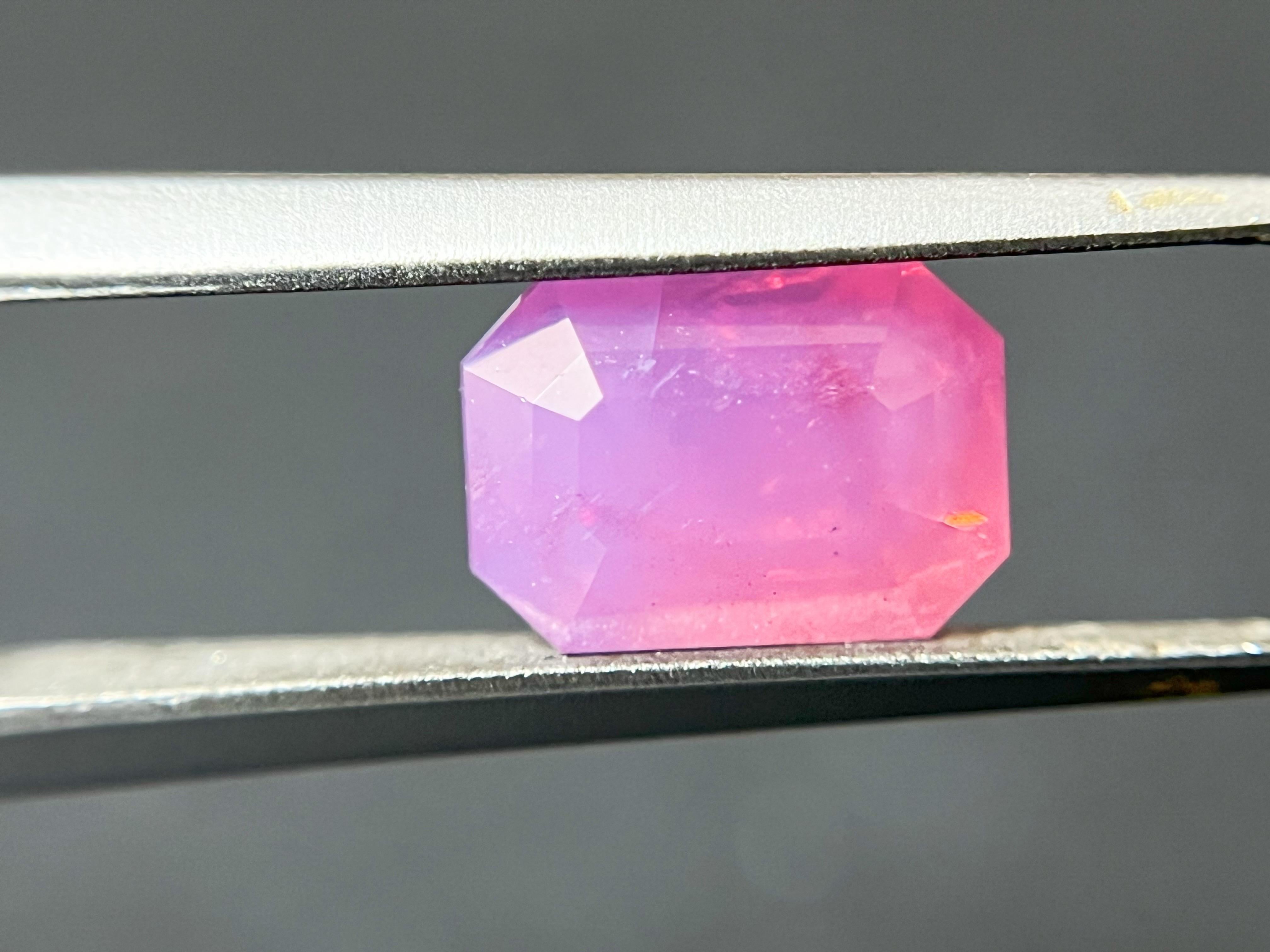 Certified 2.55 Carat Natural Velvety Neon Pink Octagon Mahenge For Sale 13
