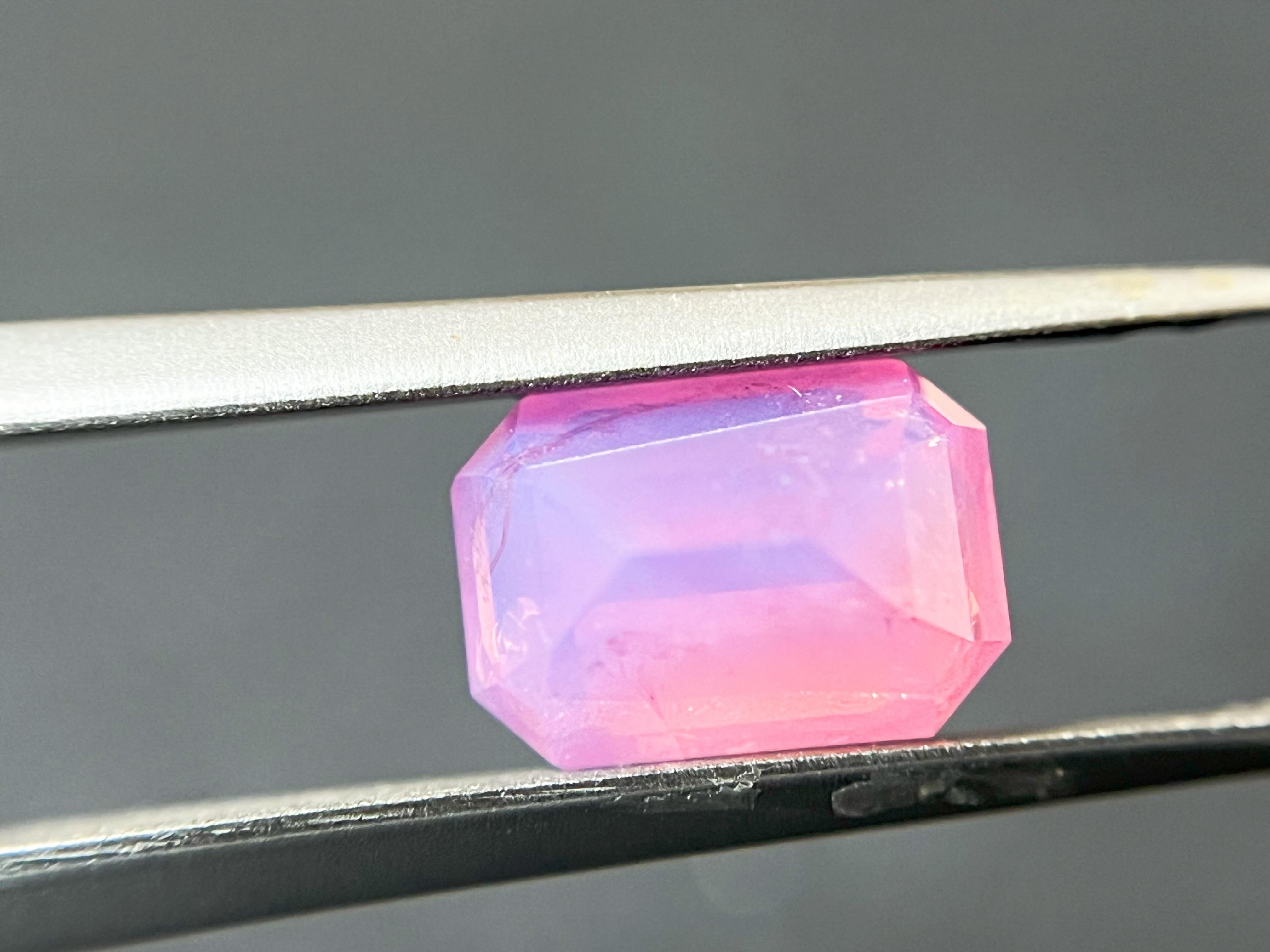 Certified 2.55 Carat Natural Velvety Neon Pink Octagon Mahenge For Sale 3