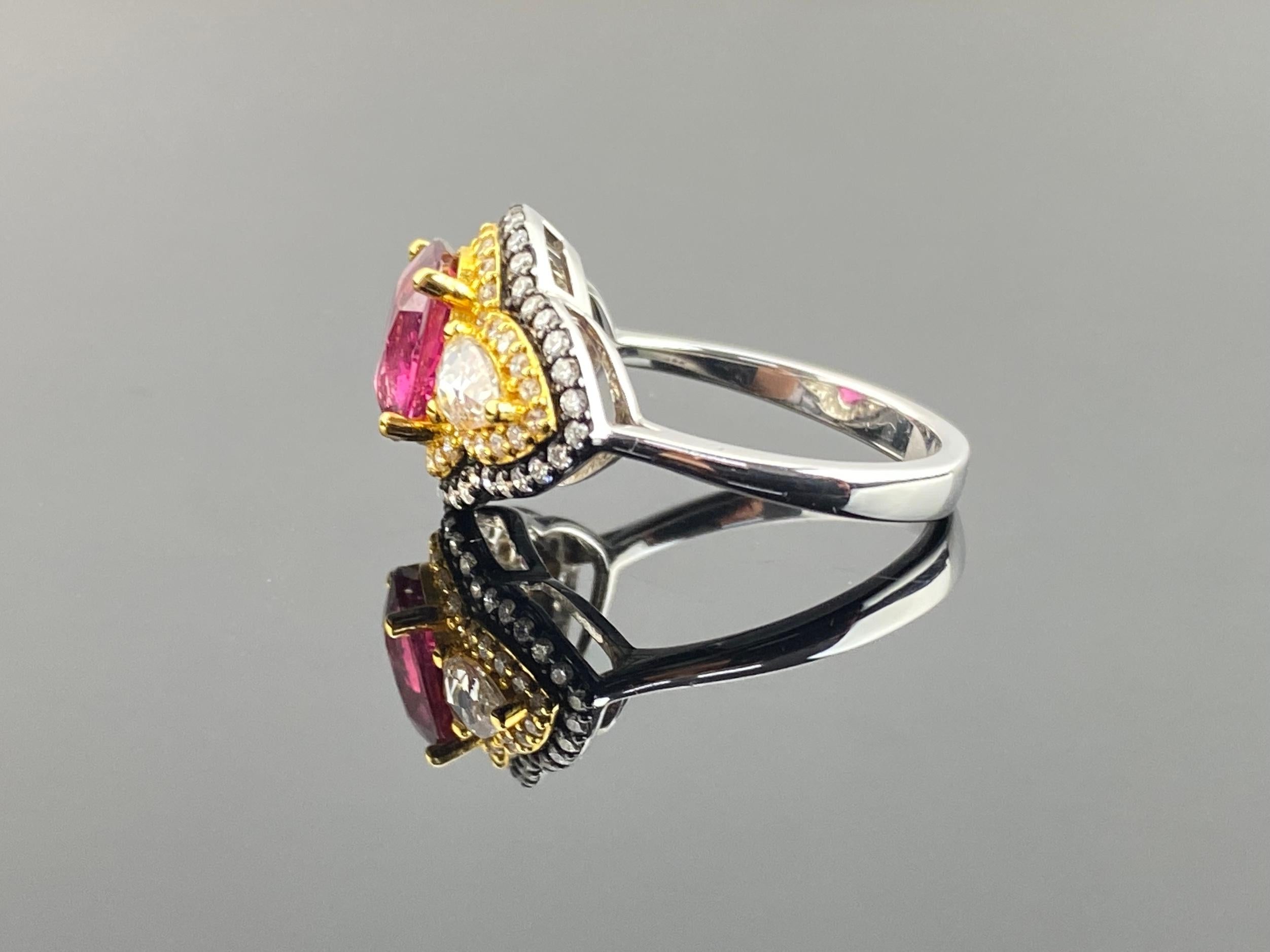 Women's or Men's Certified 2.59 Carat Ruby and Diamond Three Stone Engagement Ring For Sale