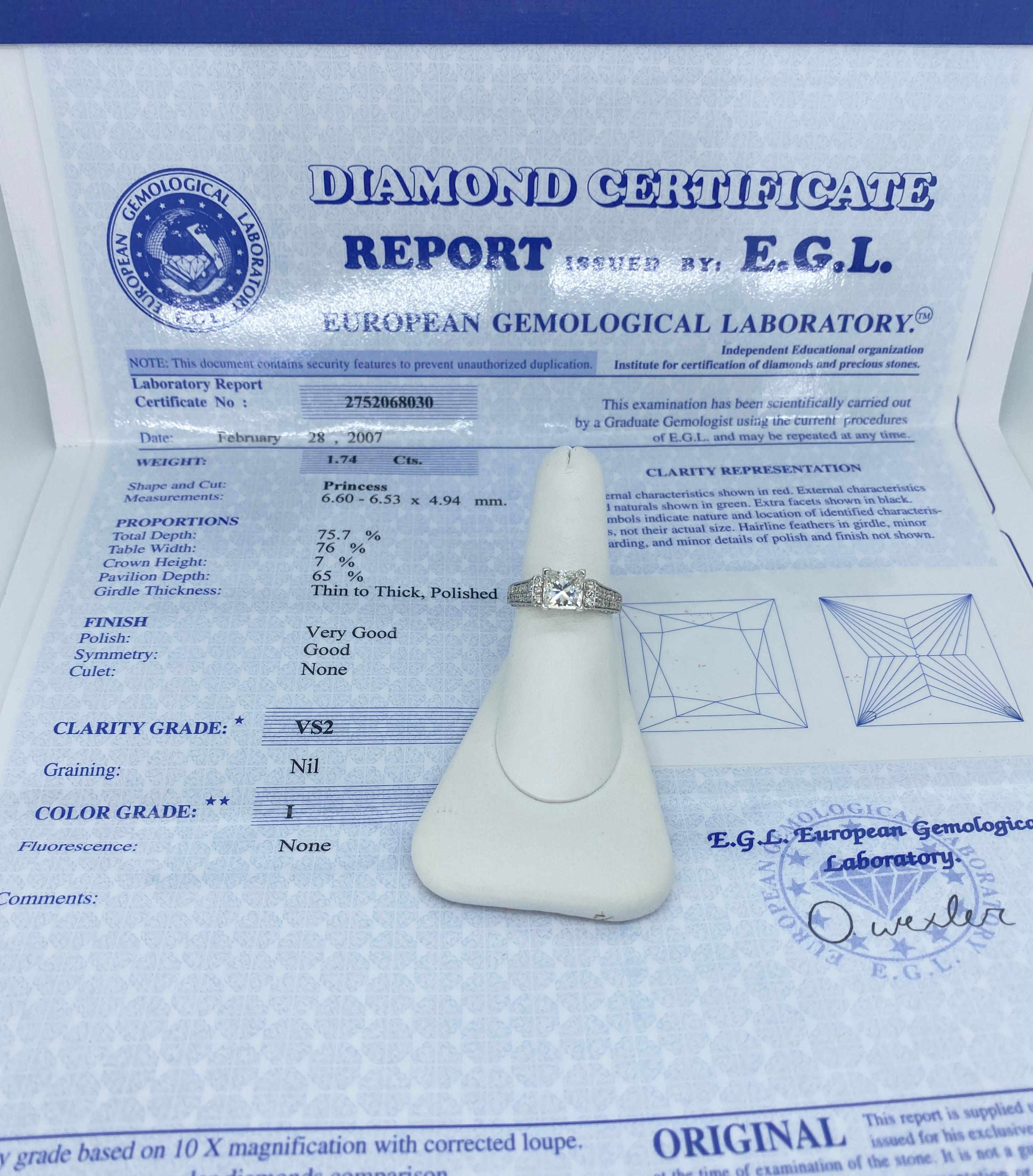Zertifizierter Verlobungsring mit 2,59 Karat Diamant im Prinzessinnenschliff im Angebot 9