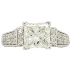 Anillo de compromiso de diamantes talla princesa certificado de 2,59 ctw