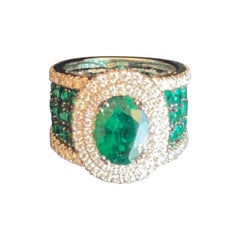 Certified 2.61 Carat Emerald and Diamond Wedding Ring