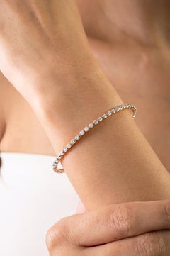 Brazalete de diamantes redondos naturales certificados de 2,61 qt de oro amarillo de 14 quilates