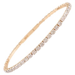 Bracciale con diamanti rotondi naturali certificati da 2,61 CTW in oro giallo 18 carati