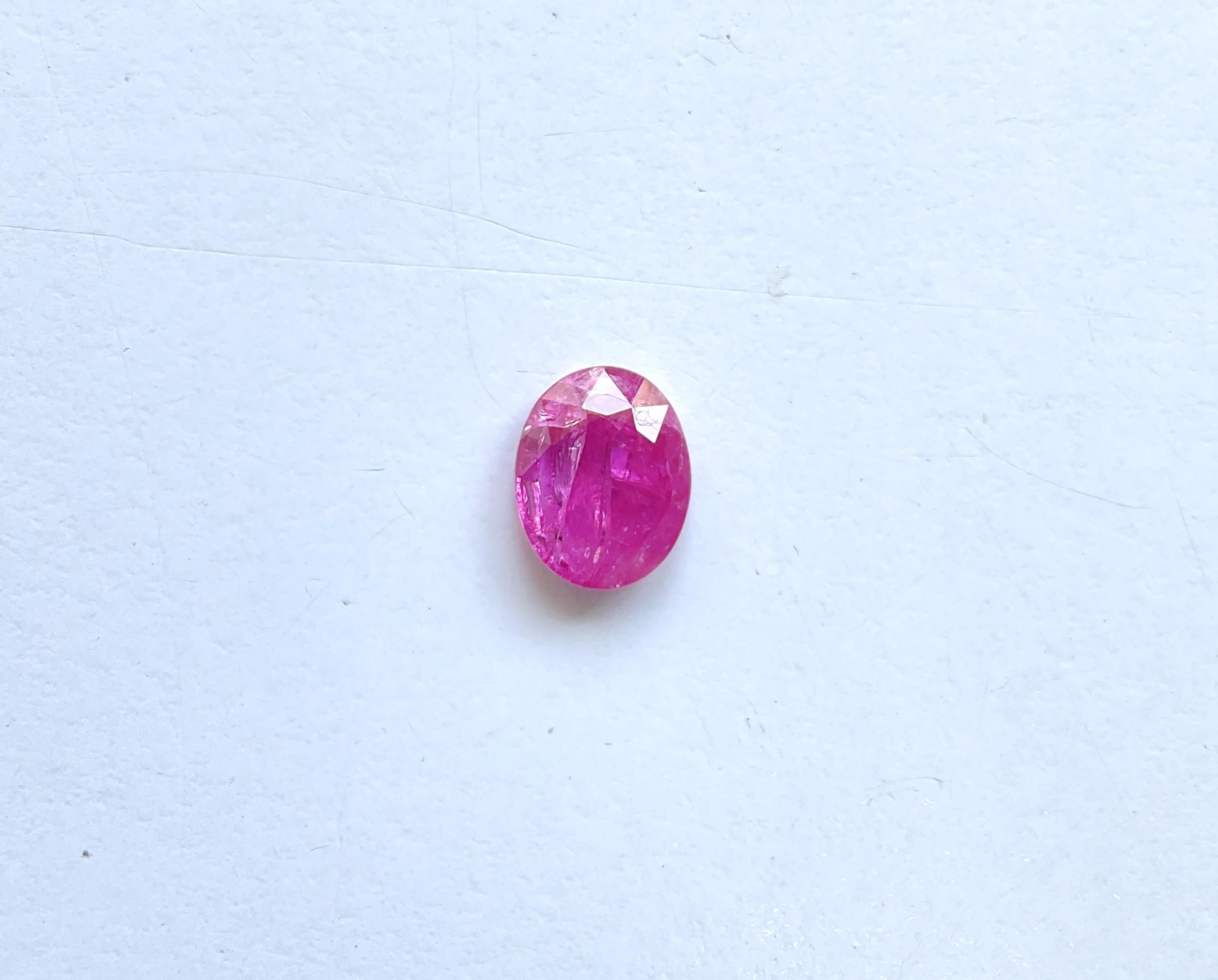 Certified 2.64 Carats Mozambique Ruby Oval Faceted Cut stone No Heat Natural Gem For Sale 3