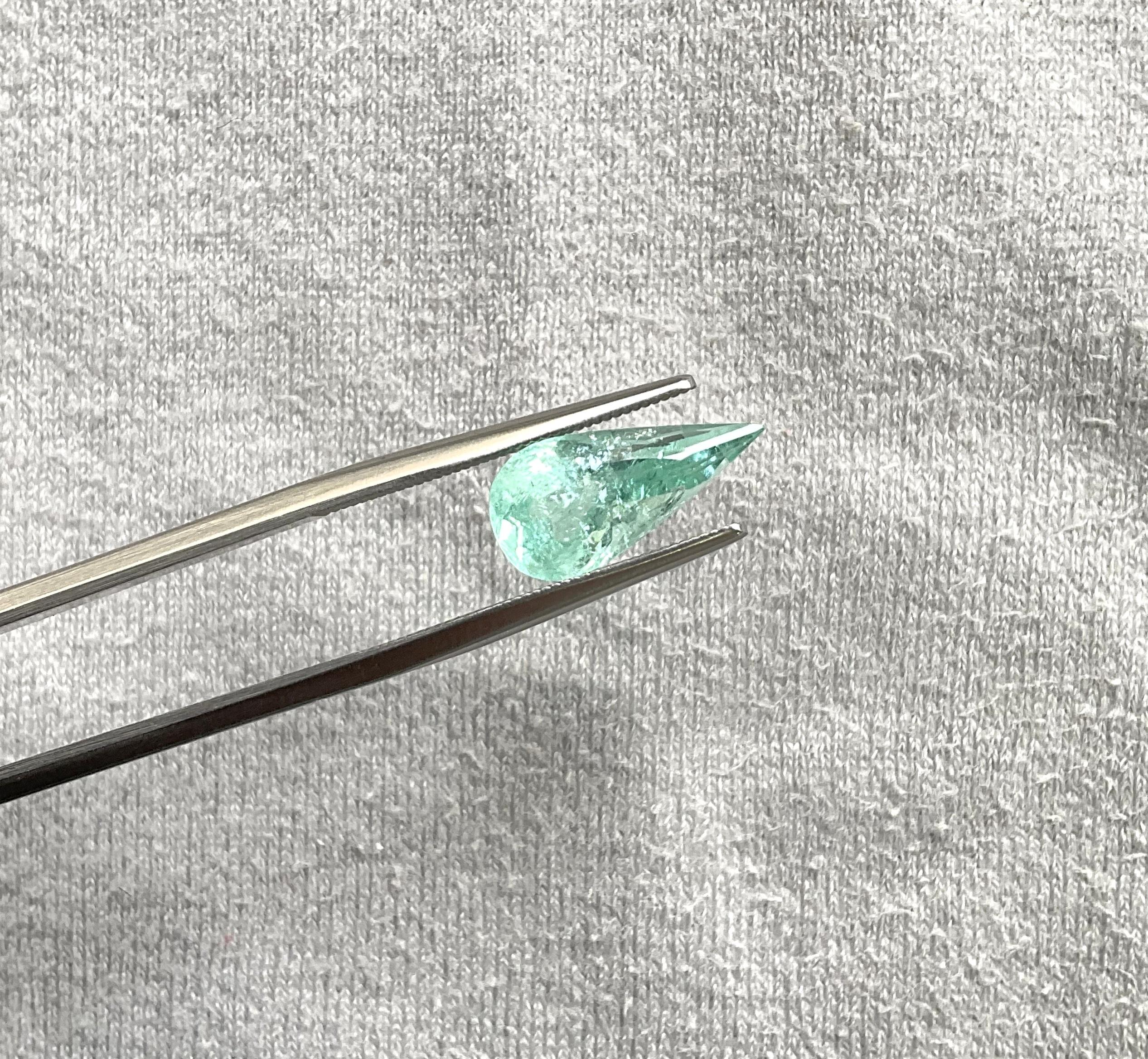 Certified 2.64 Carats Paraiba Tourmaline Pear Cut Stone for Fine Jewelry  In New Condition For Sale In Jaipur, RJ
