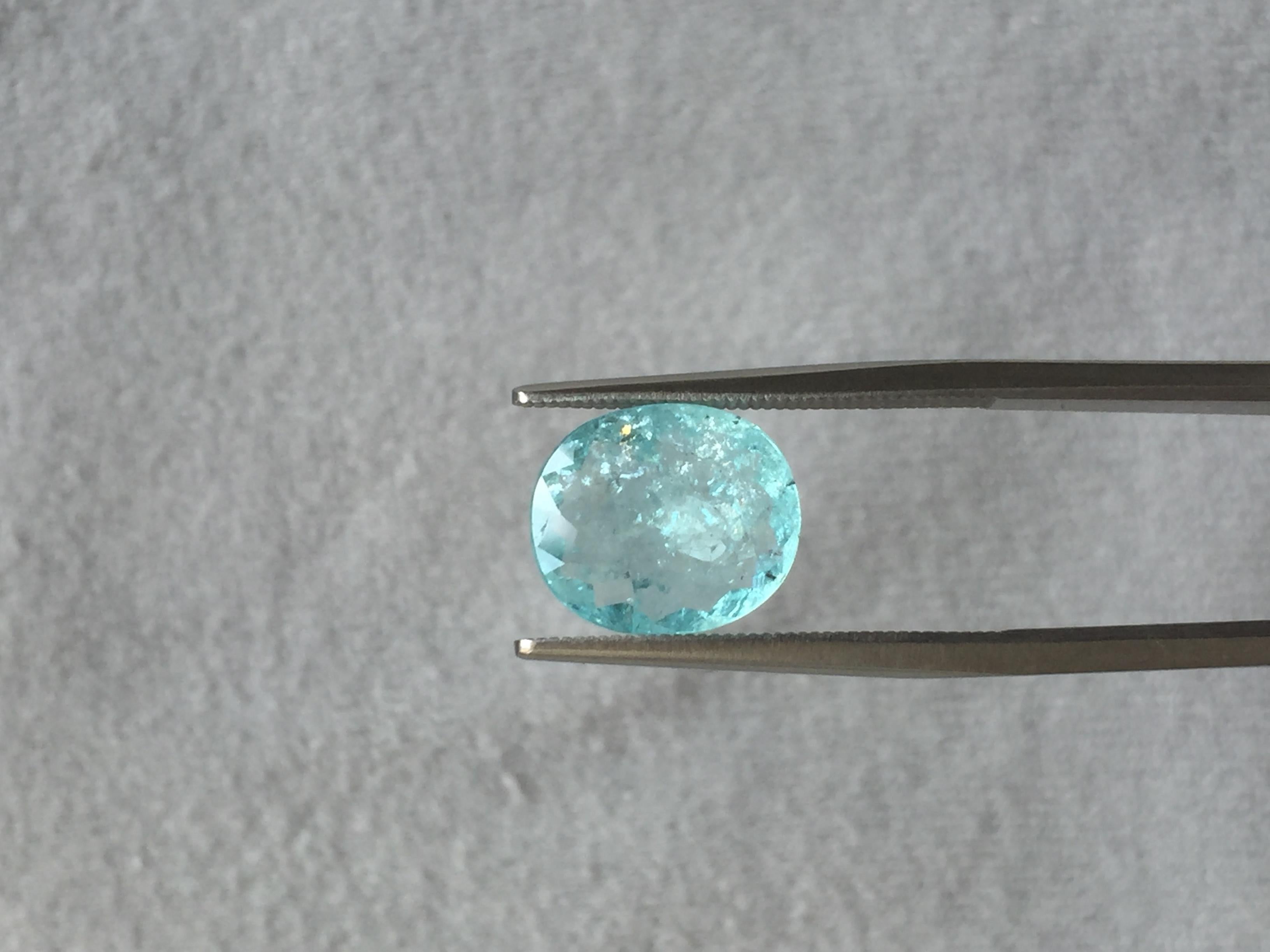 Turmalina Paraiba certificada de 2.67 quilates, talla cojín, para joyería fina Art Decó en venta