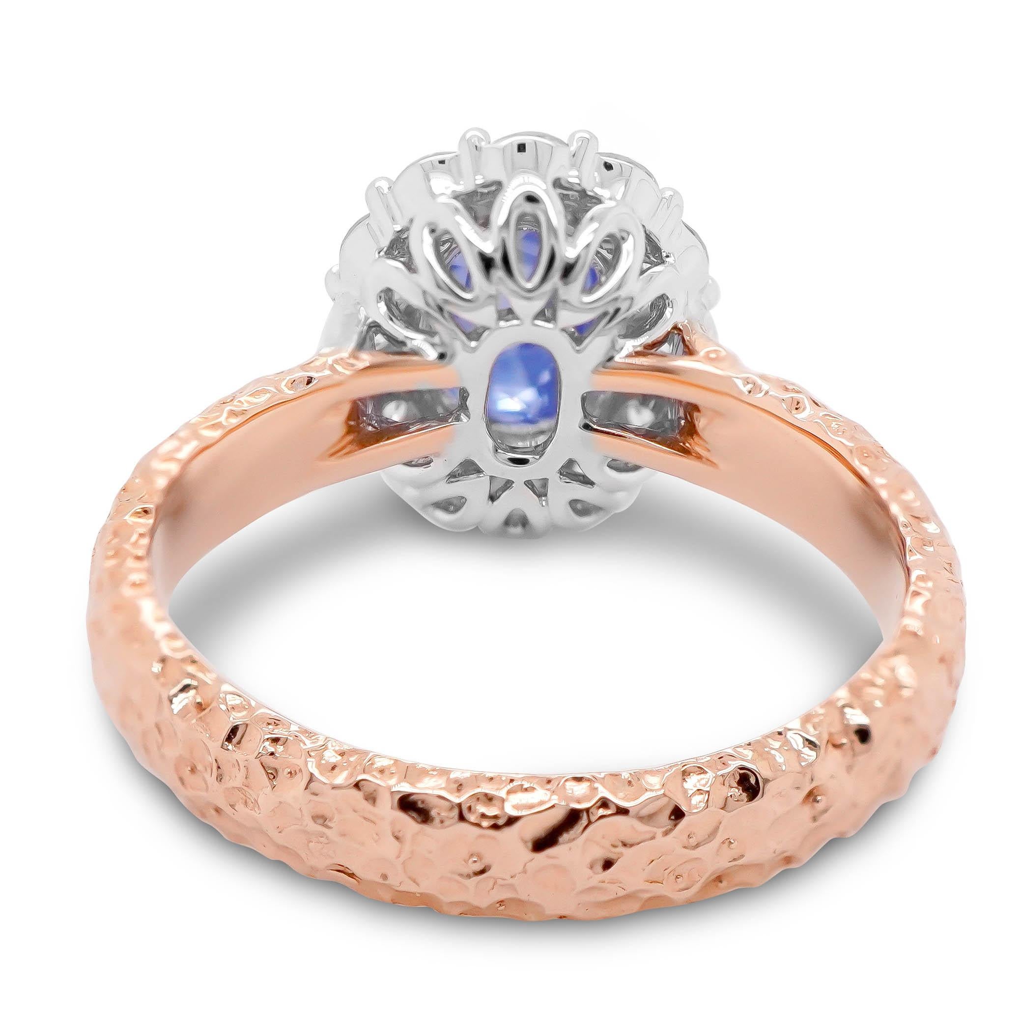 Oval Cut Certified 2.68 Carat Sapphire Set Inverted 18K Rose Gold Designer Ring For Sale