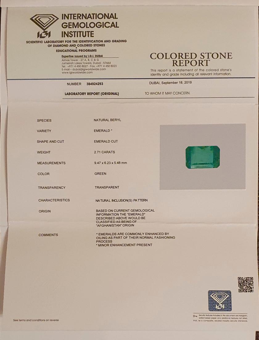 Certified 2.71 Ct Afghanistan Origin Emerald and Diamonds Ring 3