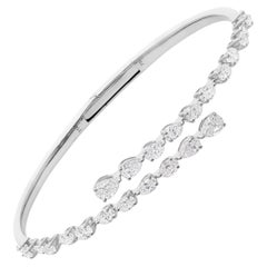 Certified 2.75Ct SI/H Diamond Open Cuff Wedding Bracelet 18k White Gold