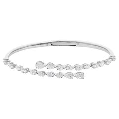 Bracciale aperto con diamanti certificati da 2,75 carati in oro bianco massiccio 18 carati