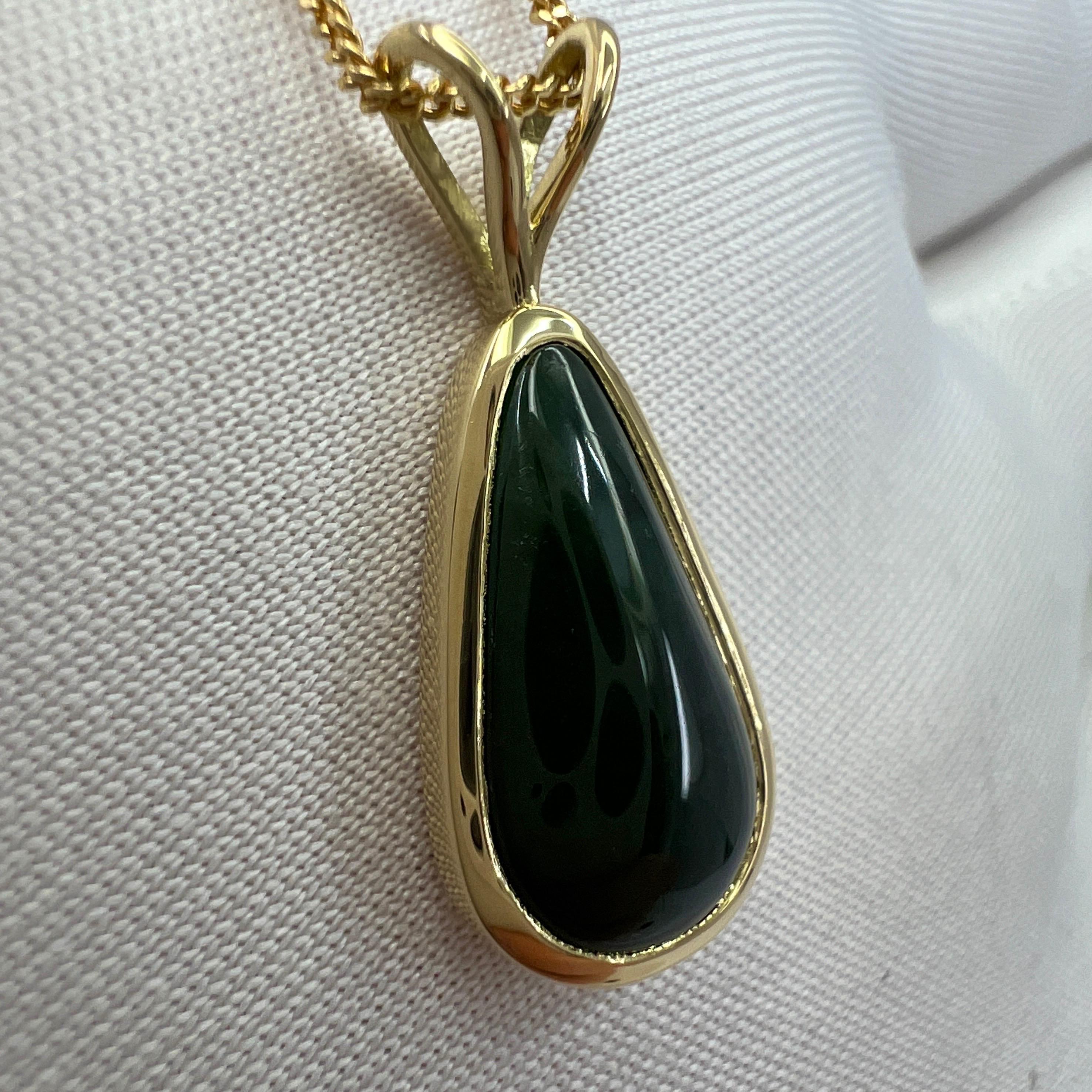 zertifizierter 2,76 Karat Jadeit A-Grade Jade Grüner birnenförmiger unbehandelter 18k Gold Anhänger für Damen oder Herren