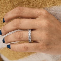 Certified 2.77 Carat Diamond Eternity Engagement Band Ring 18 Karat White Gold