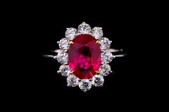 Certified 2.78ct Red Burma Ruby and Diamond Ring