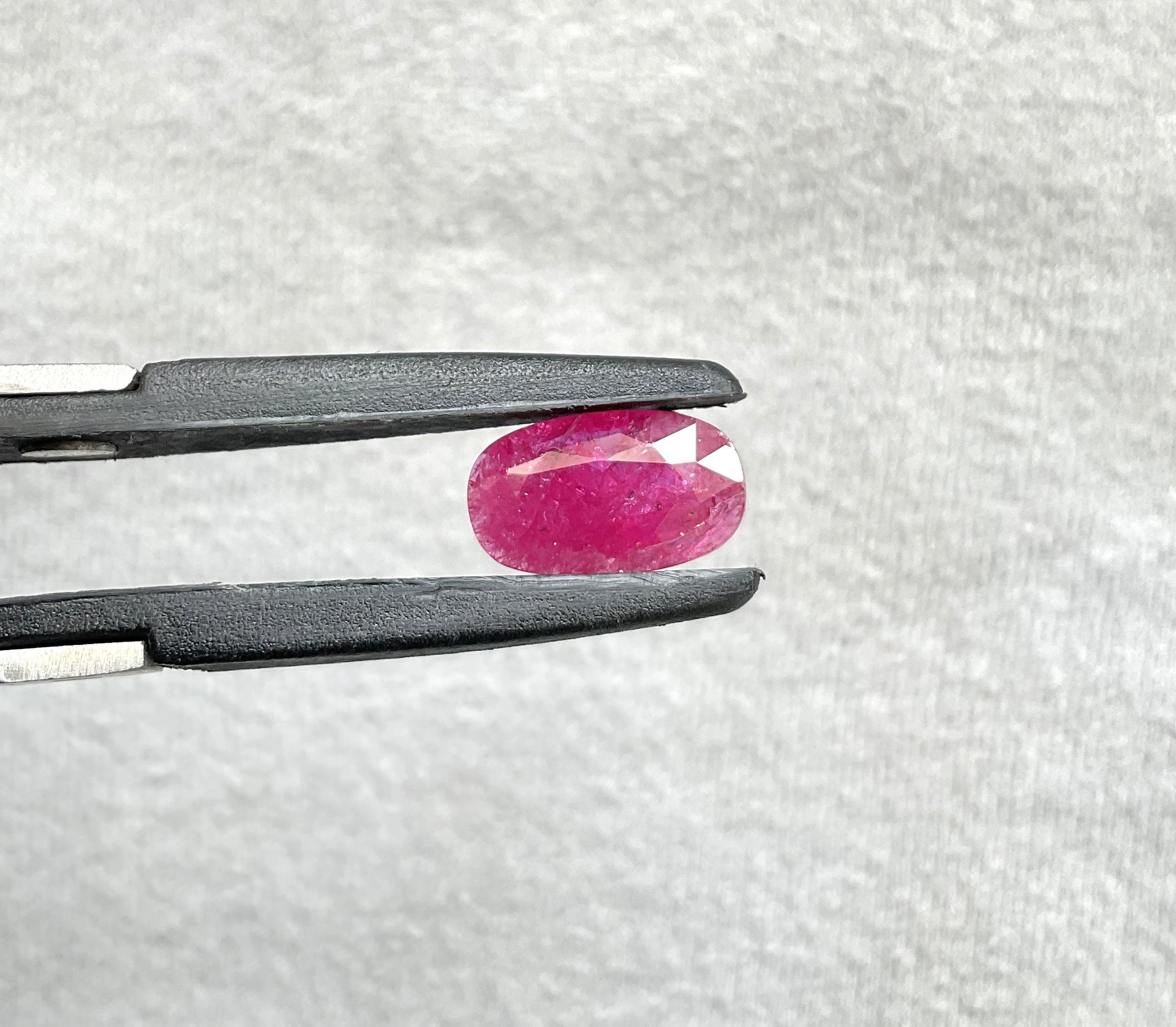 Zertifiziert 2.80 Karat Mosambik Rubin Oval Facettenschliff Stein keine Hitze natürlichen Edelstein (Art déco) im Angebot