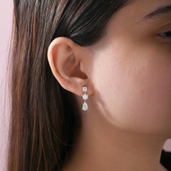 Certified 2.81 Carat Round Pear Diamond Drop Earrings 14k White Gold