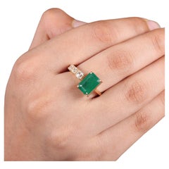 Certified 2.83 Carat Emerald Diamond Art Deco Style Open Setting Engagement Ring