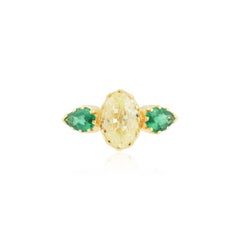 IIGJ Certified 2.83 Carat Mutual Cut Diamond & Emerald Cocktail Ring