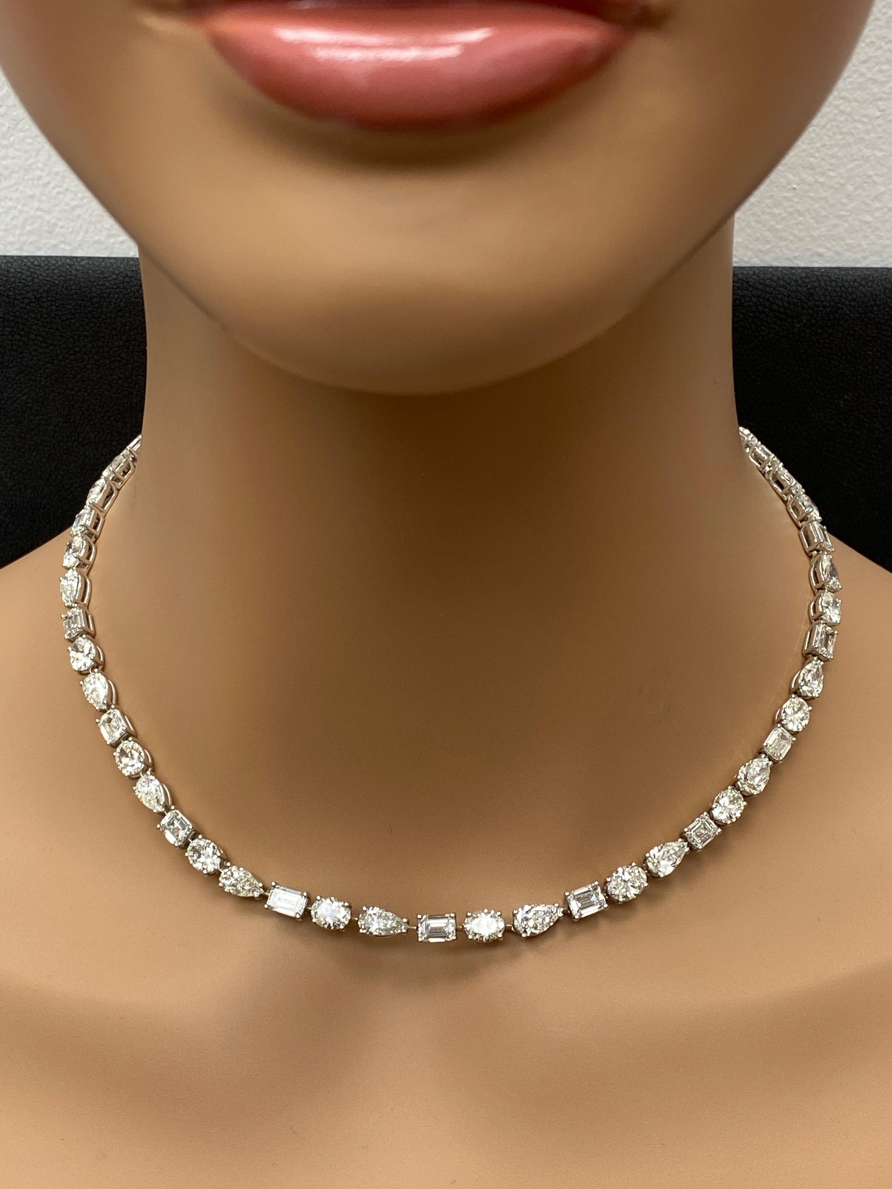 De las mujeres CERTIFICADO Collar de tenis de diamantes multiforma de 28,44 quilates en oro blanco de 18 quilates en venta