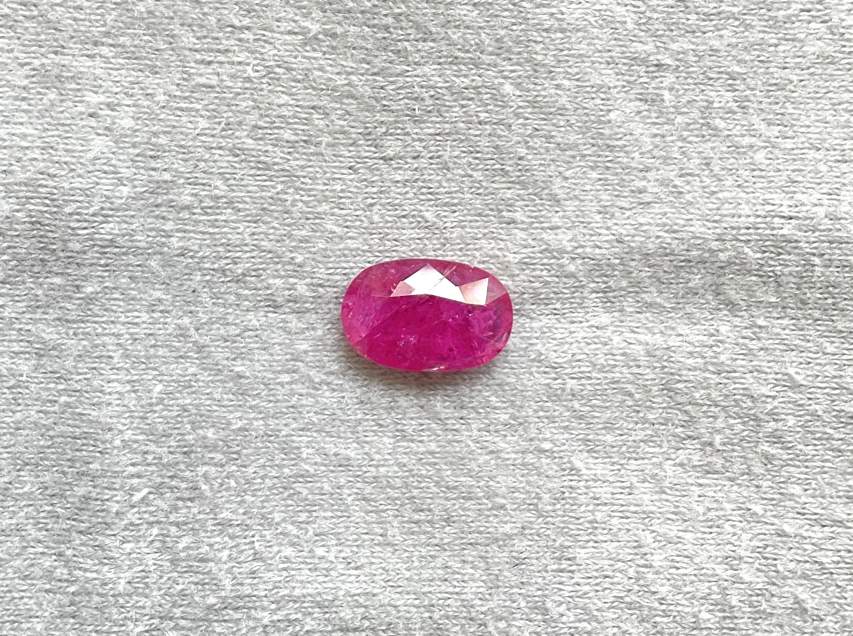 Art Deco Certified 2.88 Carats Mozambique Ruby Oval Faceted Cut stone No Heat Natural Gem For Sale