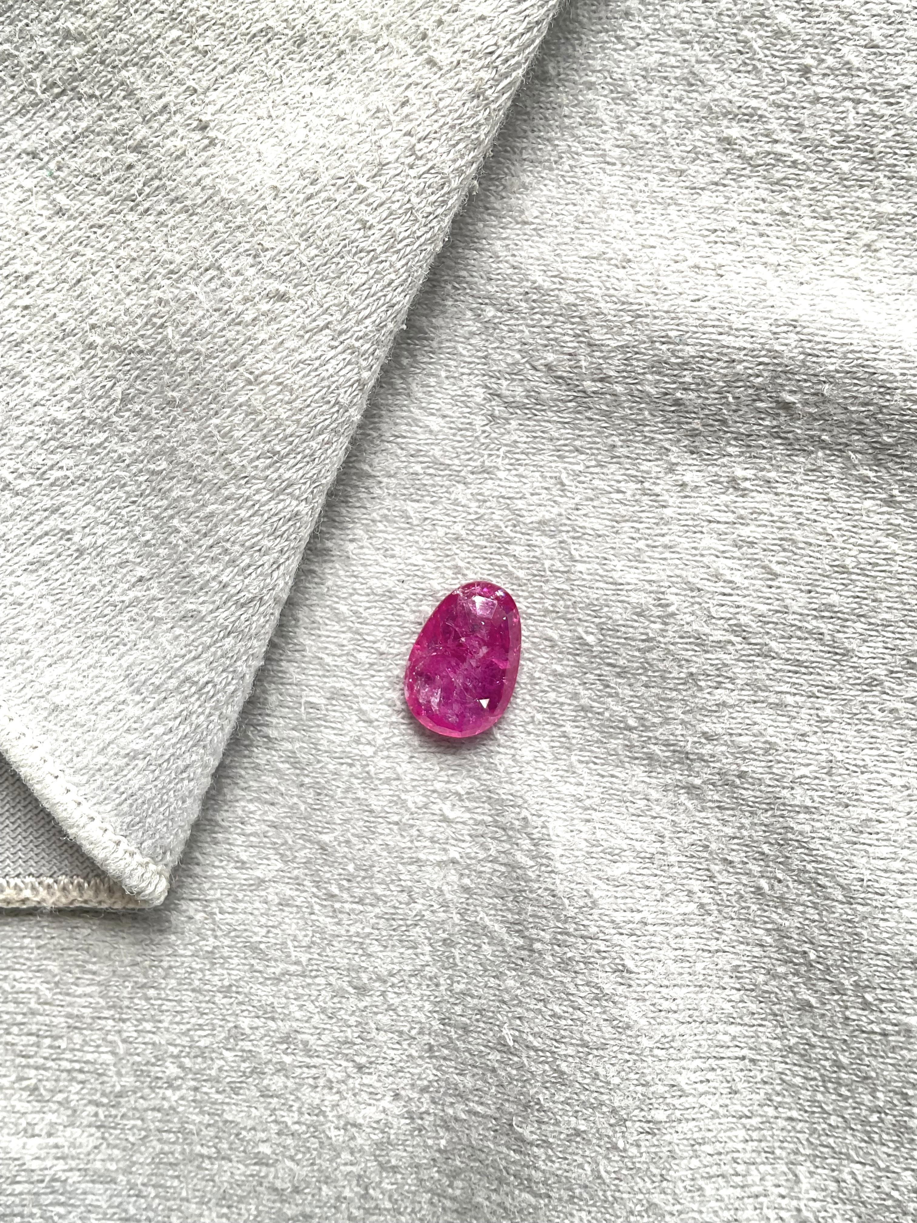 Certified 2.89 Carats Mozambique Ruby Pear Faceted Cutstone No Heat Natural Gem In New Condition For Sale In Jaipur, RJ