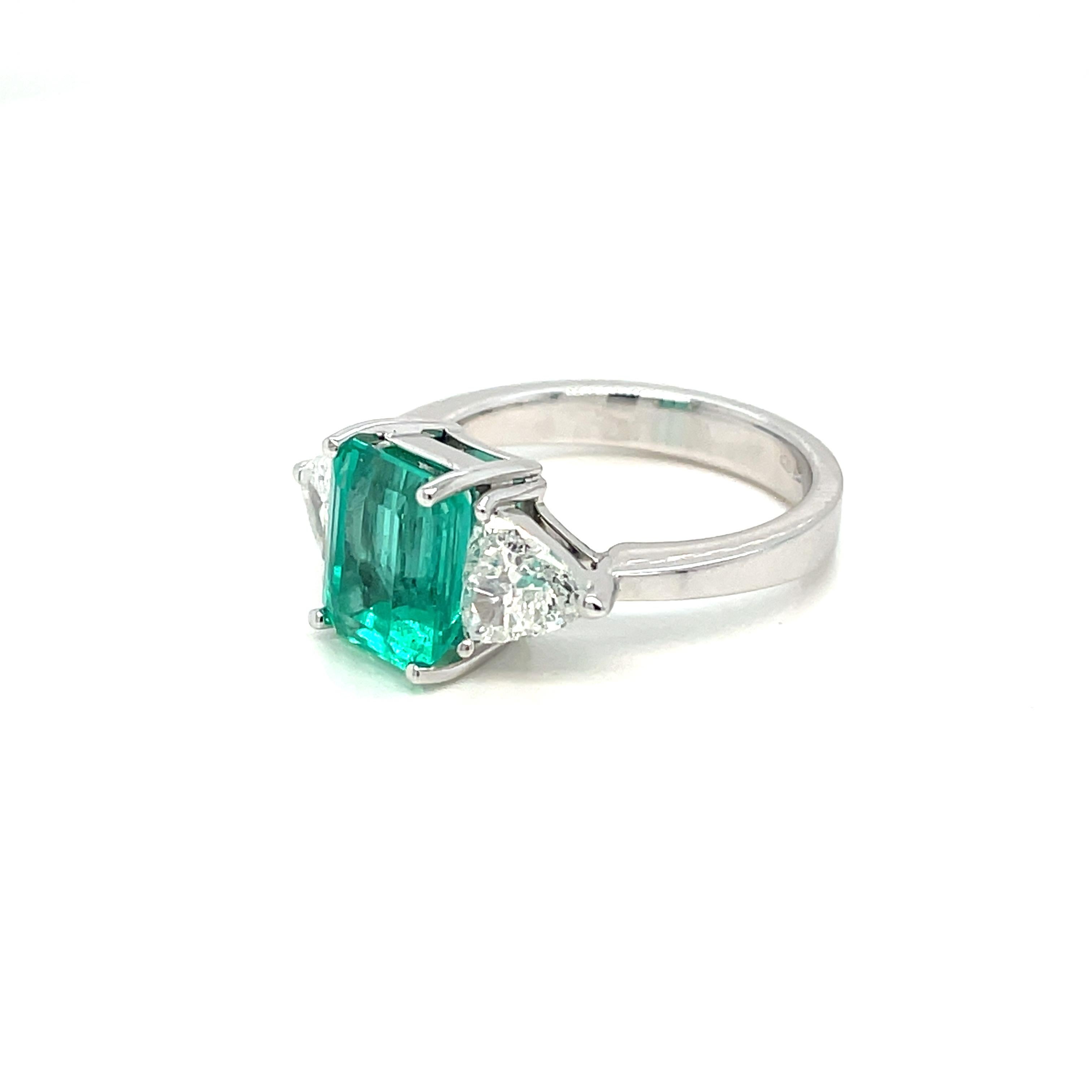 Certified 2.93 Carat Colombian Natural Emerald Diamond Ring 2
