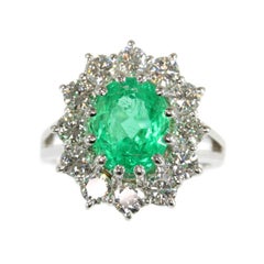 Certified 2.95 Carat Emerald and 2.04 Carat Diamond Platinum Engagement Ring