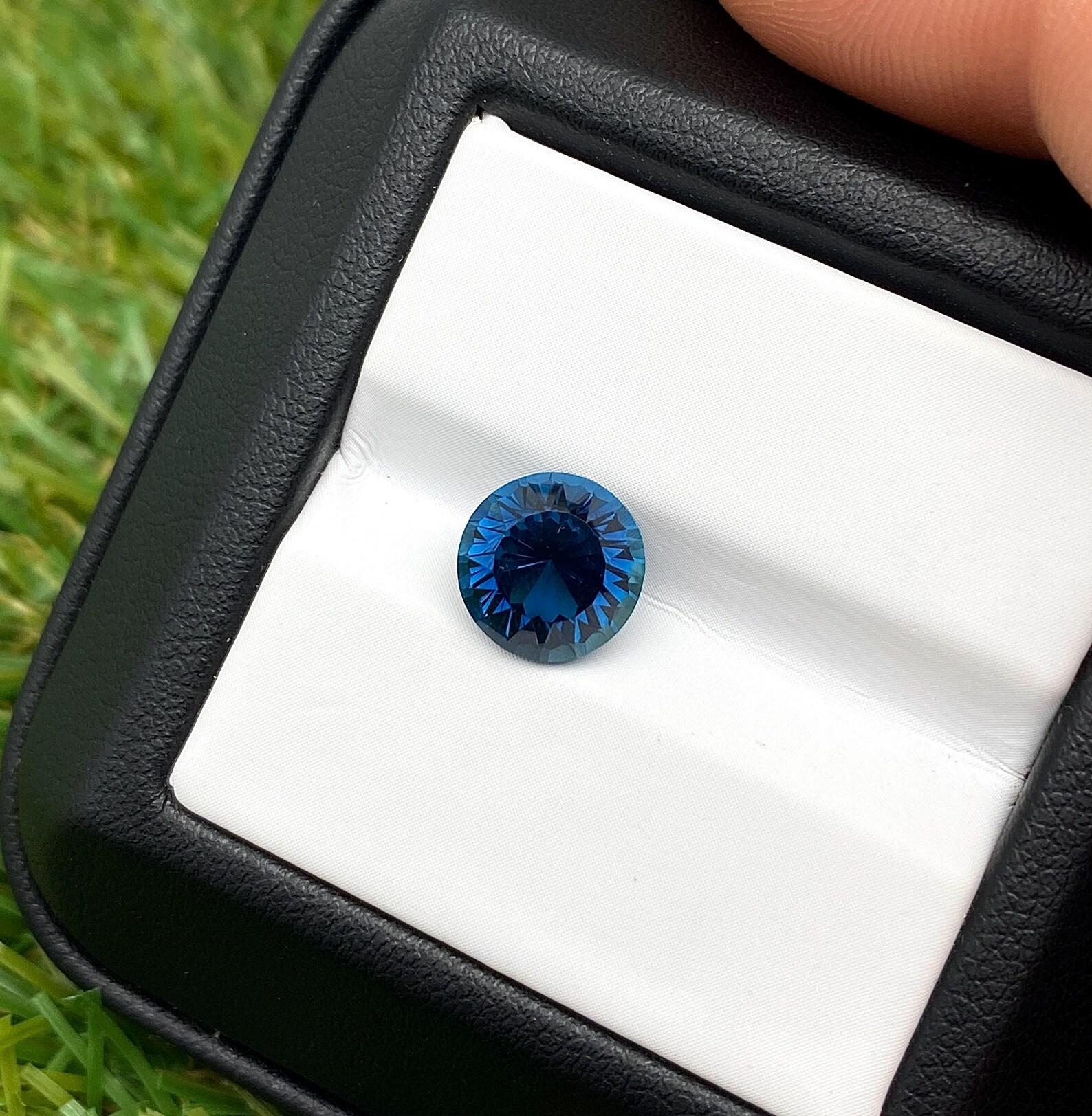 da uomo o donna Gemma certificata di Indicolite tormalina naturale da 2.99 carati, taglio rotondo, Nigeria in vendita