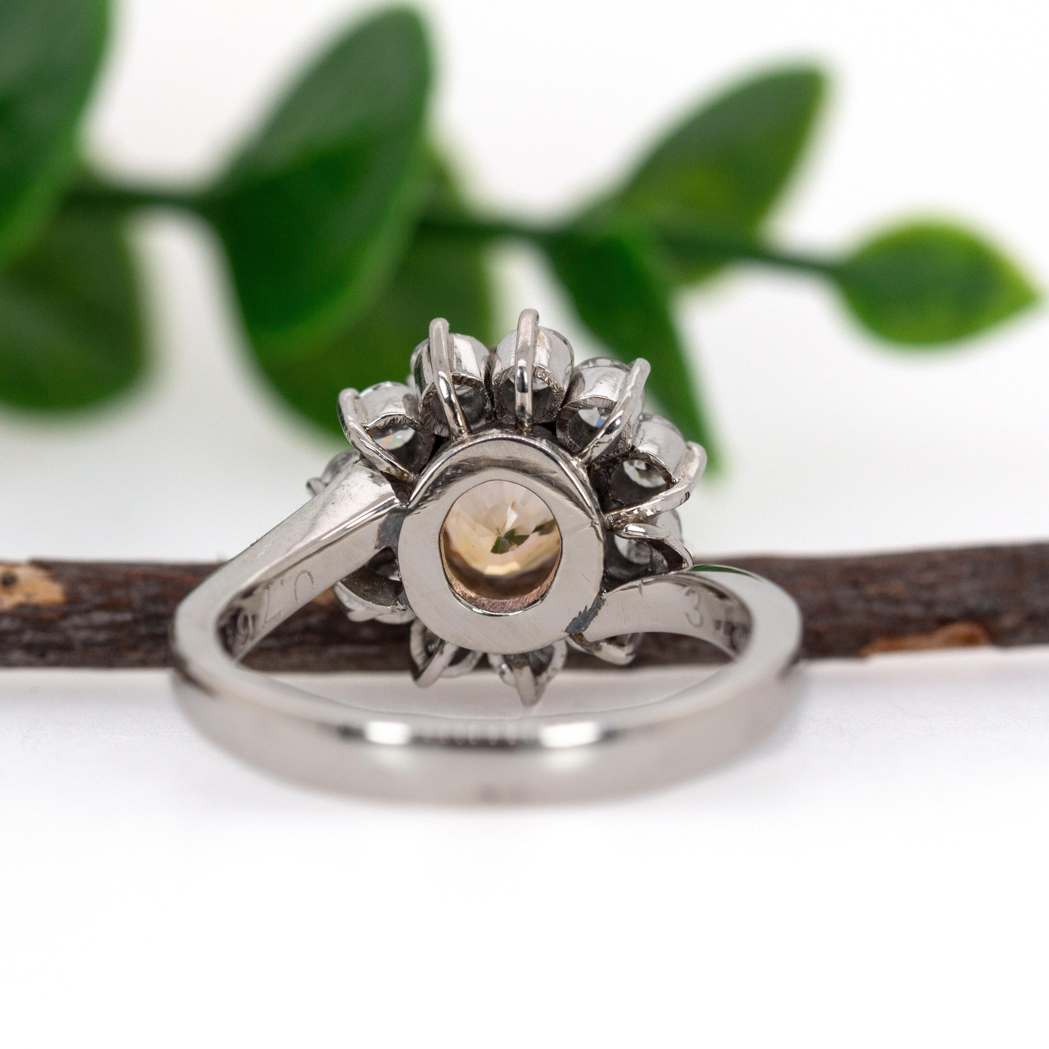 Anillo de Zafiro Naranja y Diamante Natural Certificado de 2ct, 8x6mm en Oro Macizo de 14K en venta 1