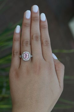 Certified 3 Carat No Heat Padparadscha Sapphire Diamond Engagement Ring