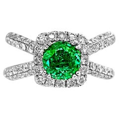 GIA Certified 3.00 Carat Diamond & Natural Emerald 18K Gold Cocktail Ring