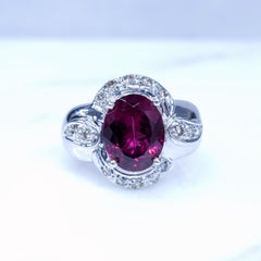 Certified 3.00 Carat No Heat Sri Lanka Ruby & Diamond Ring in 18K White Gold