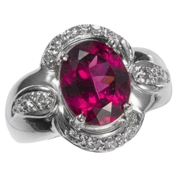 Certified 3.00 Carat No Heat Sri Lanka Ruby & Diamond Ring in 18K White Gold