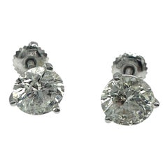 Certified 3.01 carat total diamond stud earrings 14kt screwbacks
