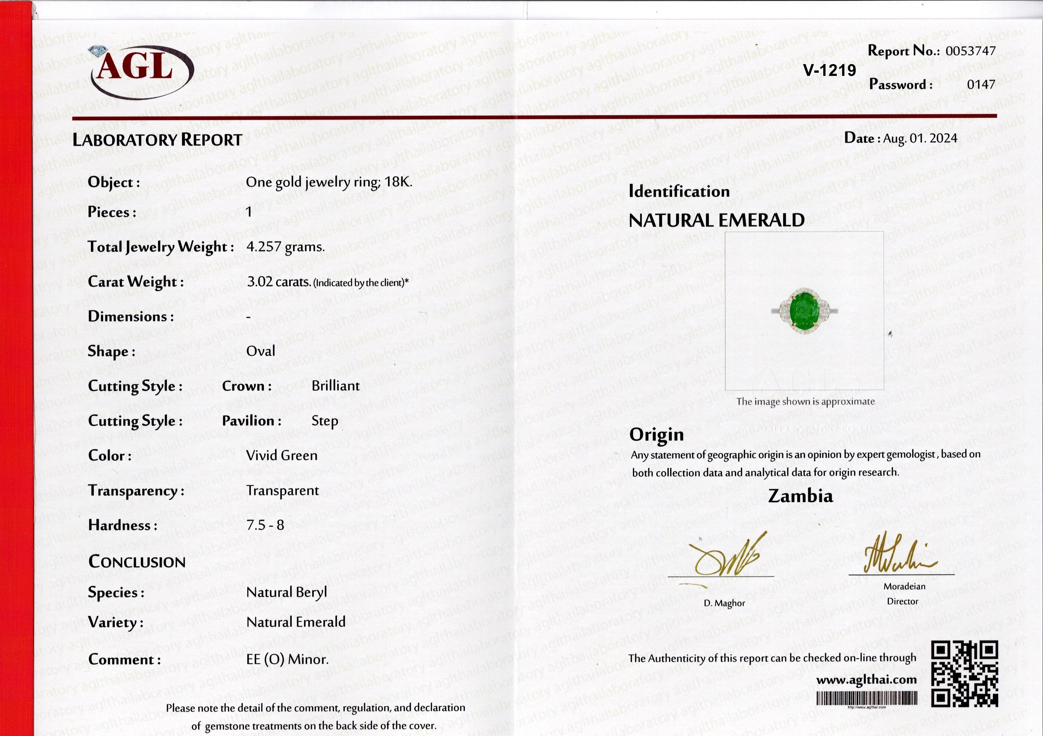 Certified 3.02 Carat Zambian Emerald Diamond Cocktail Ring For Sale 3